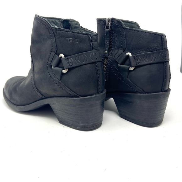 TEVA 'Foxy' Black Leather Side Zip Ankle Boots Western Booties Size 9 - Picture 1 of 8